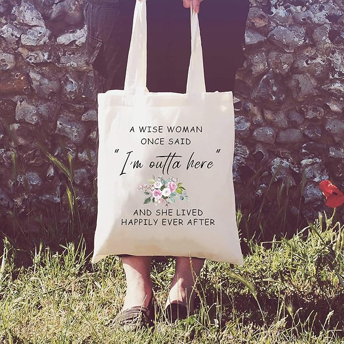 Funny Retirement Appreciation Gift for Women Best Friend Wife Mom Grandma Coworker Boss Nurse Teachers Retirees Colleagues Bff Bestie,A Wise Woman Once Said I'm Outta Here,Tote Bag Gift