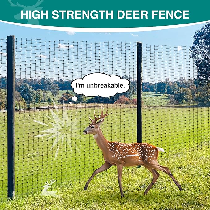 FRUITEAM 8ft×165ft Deer-Fence,Deer-Netting for Garden,Wildlife Netting,Heavy Duty Garden Fencing Roll for Plant Protection
