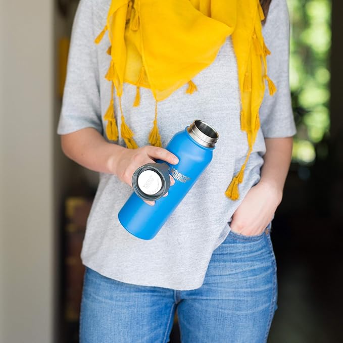 Healthy Human Stainless Steel Water Bottle | Double Walled Vacuum Insulated Water Thermos for Adults | Eco-Friendly Travel Bottles with Leak Proof Lid (Bahama, 40 oz / 1183 ML)