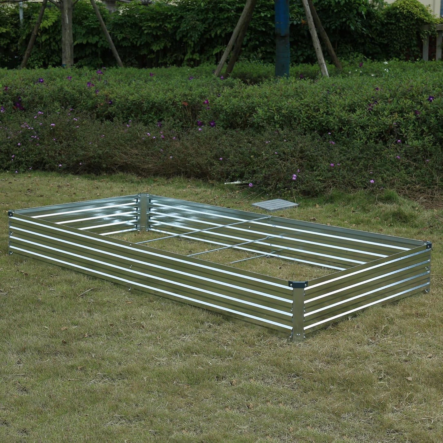 8x4x1ft(2 Pack) Galvanized Raised Garden Bed,Outdoor Planter Box Metal Patio Kit Planting Bed for Vegetables Flowers Herb,Silver