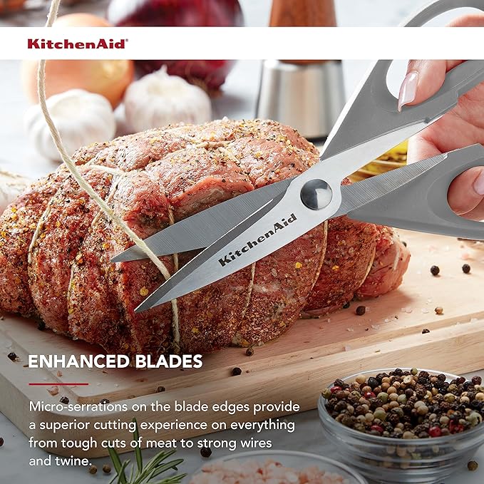 KitchenAid All Purpose Kitchen Shears with Protective Sheath for Everyday use, Dishwasher Safe Stainless Steel Scissors with Comfort Grip, 8.72-Inch, Gray