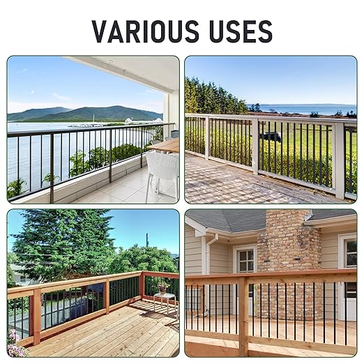 29.5" Aluminum Deck Balusters Staircase with Screws 75 Pack Railing,for Outdoor Stair Deck Porch, Black