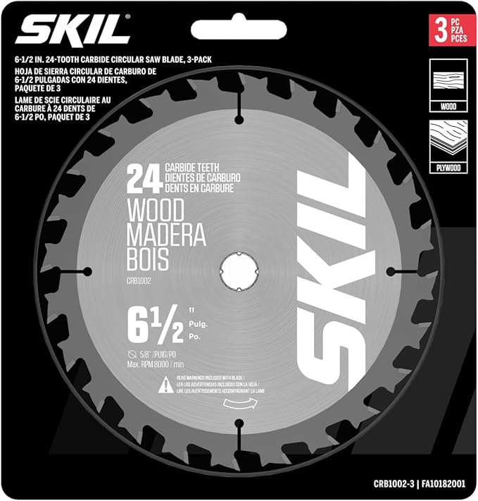 SKIL 6-1/2 in. 24-Tooth Carbide Circular Saw 3-Pack Framing Blade-CRB1002-3