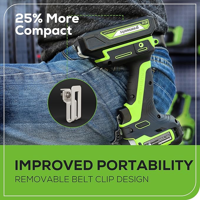 Greenworks 24V Brushless 1/4" Cordless Impact Driver, (2) 2.0Ah Batteries, Compact Charger, and Bag Included
