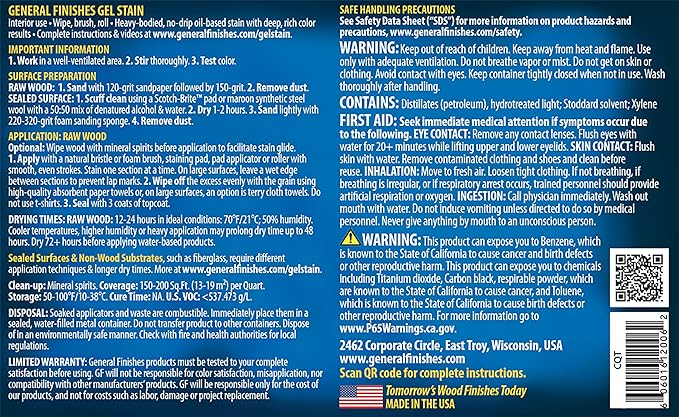 General Finishes Oil Base Gel Stain, 1 Quart, Carbon Gray