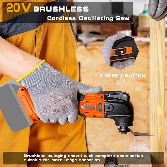 IRONFIST Cordless Oscillating Tool Compatible with DEWALT 20V MAX Battery, Brushless Motor 6 Speed Quick Change Blades, Multi Tool for Cutting Wood, Scraping, Sanding (NO BATTERY)