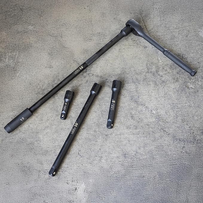 NEIKO 00248A 1/2-Inch-Drive Impact Extension-Bar Set, Impact Socket Extension Made with CrV Steel, 1/2 Impact Extension Set Includes 3-Inch, 5-Inch, 10-inch, 15-inch