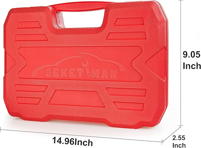 SEKETMAN 3/8-Inch Drive Impact Socket Set,49 Pieces,SAE/Metric,Deep/Shallow,(5/16"-3/4",8mm-22mm),6 Point,CR-V Steel,Includes Extension Bar,Adapter and Universal Joint