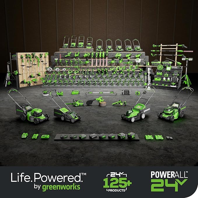 Greenworks 24V Brushless Cordless Impact Driver Kit, 1950 in./lbs Torque, 1/4'' Hex Collet, Variable Speed, 2×2Ah Batteries with 2A Charger, LED Light, 8pcs Drill/Driver Bits with Tool Bag