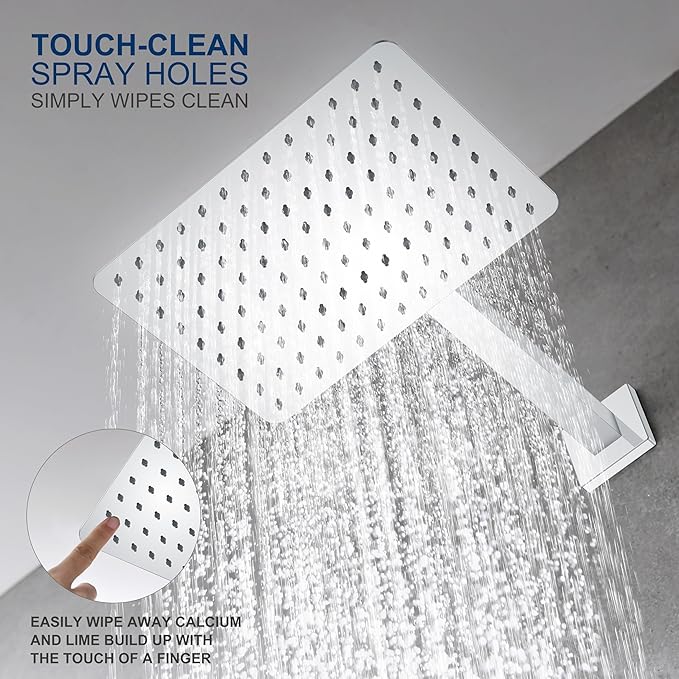 KENES Polished Chrome Tub and Shower Trim Kit, Shower Faucet with 8-Inch Rain Shower Head, Modern Single-Spray Shower Faucet Set, KE-6024A-5 (Shower Valve Included)