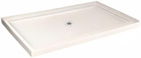 DreamLine SlimLine 34 in. D x 48 in. W x 2 3/4 in. H Center Drain Single Threshold Shower Base in Biscuit, DLT-1134480-22