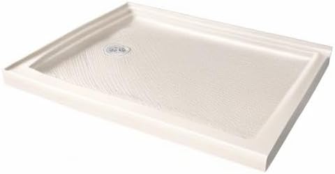 DreamLine SlimLine 34 in. D x 48 in. W x 2 3/4 in. H Left Drain Double Threshold Shower Base in Biscuit, DLT-1034481-22