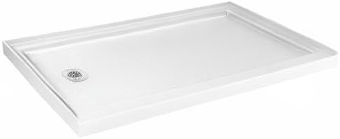 DreamLine SlimLine 32 in. D x 60 in. W x 2 3/4 in. H Left Drain Single Threshold Shower Base in White, DLT-1132601