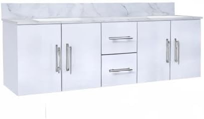 Sonoma 60 in. W x 22 in. D Glossy White Double Bath Vanity and Carrara Marble Top