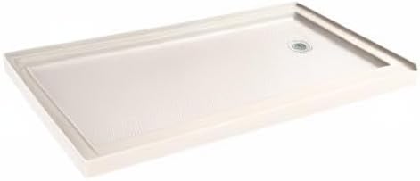 DreamLine SlimLine 32 in. D x 60 in. W x 2 3/4 in. H Right Drain Single Threshold Shower Base in Biscuit, DLT-1132602-22