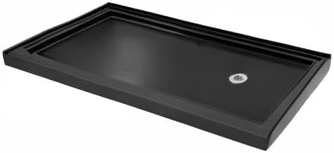 DreamLine SlimLine 36 in. D x 60 in. W x 2 3/4 in. H Right Drain Single Threshold Shower Base in Black, DLT-1136602-88