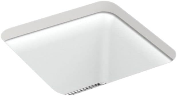 KOHLER K-8223-CM6 Cairn 15.5" Neoroc Composite Undermount Single-Bowl Bar Sink, Composite Bar Sink with Sink Rack, Matte White