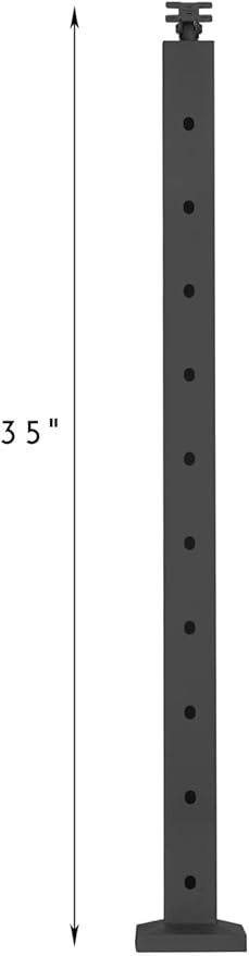 Cable Railing Post for Steps - Stainless Steel Square Fence Post for Deck Stair Cable Railing System,30°Angle Adjustable Top 36"x 2"x 2" Matte Black 10 Holes Pre-Drilled