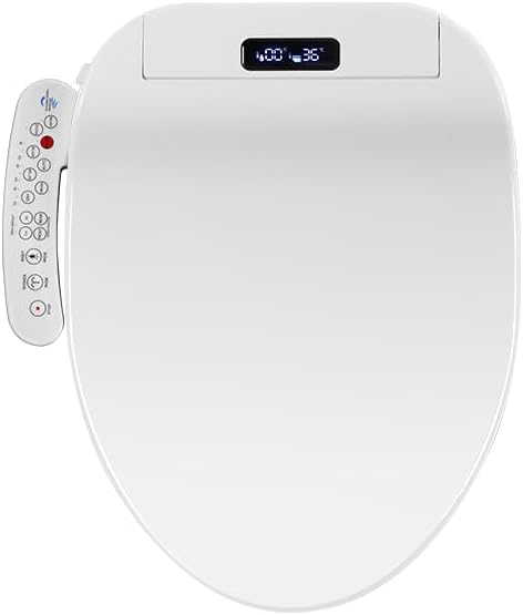 Bidet Toilet Seat with Heated Seat,Smart toilet seat LED Night Light, Multiple Wash Modes, Side Handle Control, Elongated & Round Options（long）