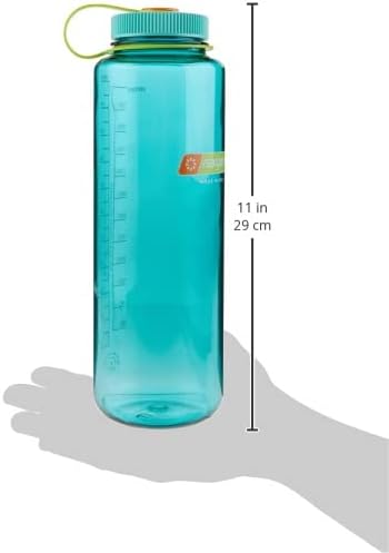 Nalgene Sustain Tritan BPA-Free Water Bottle Made with Material Derived from 50% Plastic Waste, 48 OZ, Wide Mouth, Cerulean