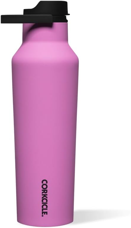 Corkcicle Insulated Canteen Travel Water Bottle, Triple Insulated Stainless Steel, Easy Grip Straw Mouth, Keeps Beverages Cold for 25 Hours or Warm for 12 Hours, 20oz, Fuchsia