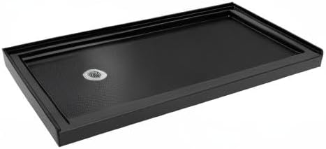 DreamLine SlimLine 34 in. D x 60 in. W x 2 3/4 in. H Left Drain Single Threshold Shower Base in Black, DLT-1134601-88