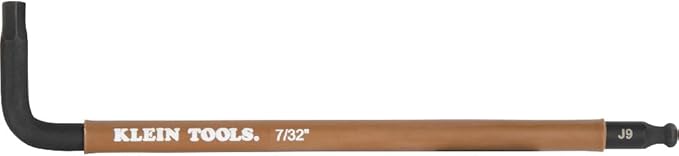 Klein Tools BLS9 9-Piece Extra-Long Hex Key Set, SAE Color-Coded L Style Ball-End Keys with Caddy, Heat-Treated, Sizes 7/64-Inch to 3/8-Inch