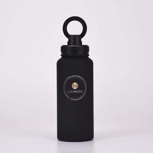 LUXURIALINE, Sport Water Bottles, 1000ml/33.8oz Double Wall Vacuum Insulated, 12 hours hot and 24 hours cold, Magnetic mobile Holder (12 or newer) Black, new 2024, ZJLA04