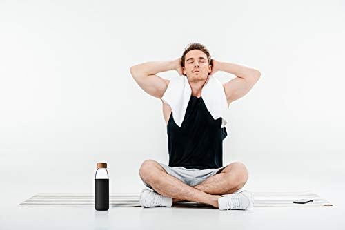 veegoal Glass Water Bottles 25 Oz Borosilicate with Bamboo Lid, BPA-FREE, Non-Slip Silicone Sleeve, and Stainless Steel Leak Proof Lid - Reusable Glass Bottle for Men and Women