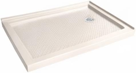 DreamLine SlimLine 36 in. D x 60 in. W x 2 3/4 in. H Right Drain Double Threshold Shower Base in Biscuit, DLT-1036602-22