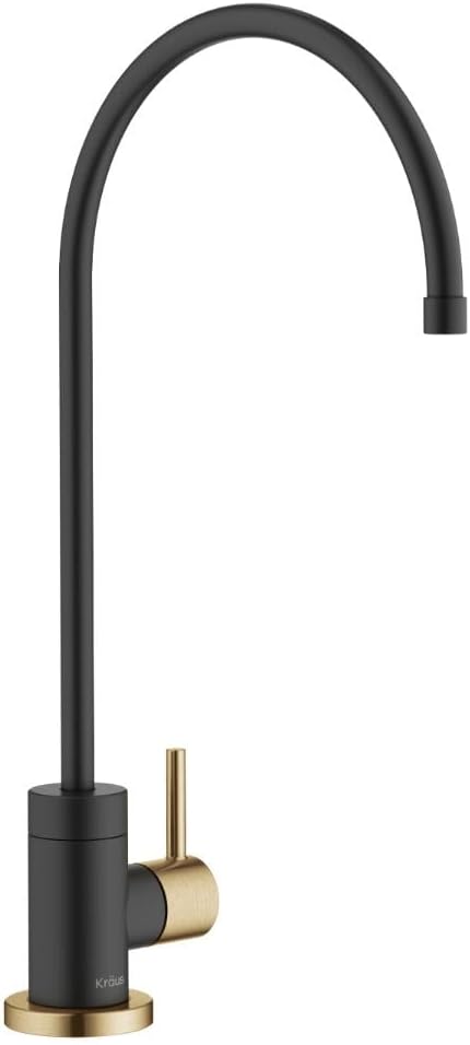 KRAUS Bolden Touchless Sensor Pull-Down Kitchen Faucet Bundle with PuritaTM Single Handle Drinking Water Filter Faucet, Brushed Brass/Matte Black