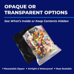 Mylar Bags Smell Proof 1/4 Ounce All Black - 1000 Count 6.7" X 4" 6mill Thickness - Packaging Bags - Mylar Bags For Food Storage - Resealable Bags - Smell Proof Bags - Dispensary Packaging