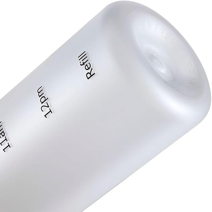 Fitness Sport Water Bottle with Carrying Strap 1000 ml / 32 oz With Time Marker Cute Motivational Water Bottles for Travel, Sports, Home, School,Gym,Yoga,Office-Multicolor (White)