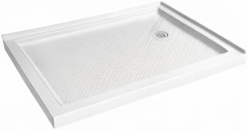 DreamLine SlimLine 36 in. D x 48 in. W x 2 3/4 in. H Right Drain Double Threshold Shower Base in White, DLT-1036482