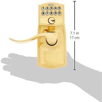 SCHLAGE FE595 CAM 505 16-234 10-027 Camelot by Accent Keypad Lever with Flex Lock, Bright Brass
