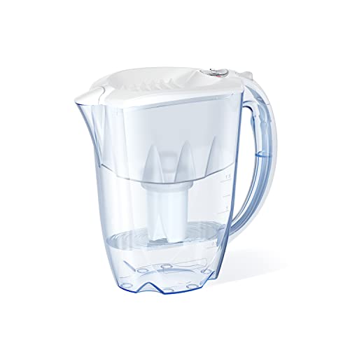 AQUAPHOR Ideal 7-Cup Water Filter Pitcher - White with 1 x B15 Filter - Fits in The Fridge Door - Reduces Limescale and Chlorine - Ideal for Seven Cups