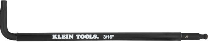 Klein Tools BLS9 9-Piece Extra-Long Hex Key Set, SAE Color-Coded L Style Ball-End Keys with Caddy, Heat-Treated, Sizes 7/64-Inch to 3/8-Inch