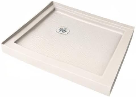 DreamLine SlimLine 36 in. D x 36 in. W x 2 3/4 in. H Corner Drain Double Threshold Shower Base in Biscuit, DLT-1036360-22