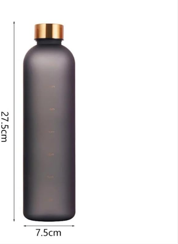 Fitness Sport Water Bottle with Carrying Strap 1000 ml / 32 oz With Time Marker Cute Motivational Water Bottles for Travel, Sports, Home, School,Gym,Yoga,Office-Multicolor (White)