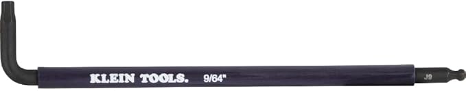 Klein Tools BLS9 9-Piece Extra-Long Hex Key Set, SAE Color-Coded L Style Ball-End Keys with Caddy, Heat-Treated, Sizes 7/64-Inch to 3/8-Inch