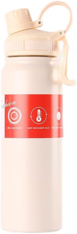 Gerrit 27 oz Insulated Vacuum Stainless Steel Water Bottle With Straight Drink Lid, Easy To Carry (White), Large capacity, carnification, YP234