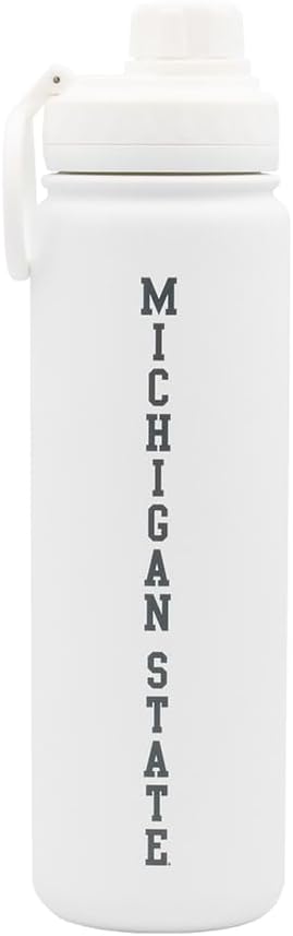 Michigan State Water Bottle - White Double Walled Stainless Steel 24 oz Keeps Drinks Cold or Hot