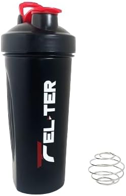 Protein Shaker Bottle – Shaker Bottle for Protein Mixes and Supplement Shakes, Protein Shaker Cup, Stainless Steel Shaker Ball Wire Whisk (Black, 24 - Ounce)