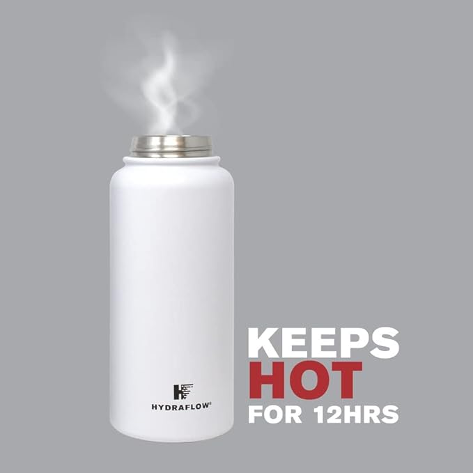 Hydraflow Hybrid - Triple Wall Vacuum Insulated Water Bottle with Flip Straw (25oz, Khaki) Stainless Steel Metal Thermos, Reusable Leak Proof BPA-FREE for Sports and Travel