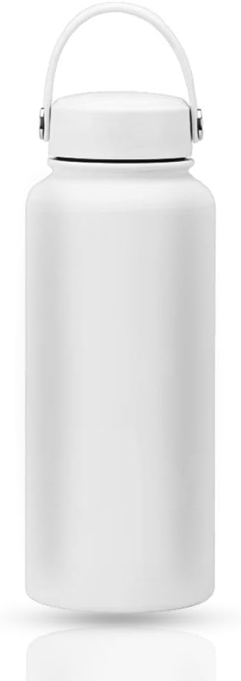 32 OZ Double Wall Stainless Steel Vacuum Bottle Insulated Water Bottles Outdoor Sports Bottle with Handle Lid, Spill-Proof, Hike, School, Hydration, Ivory, Black, Pale Green, Lavender (Ivory)