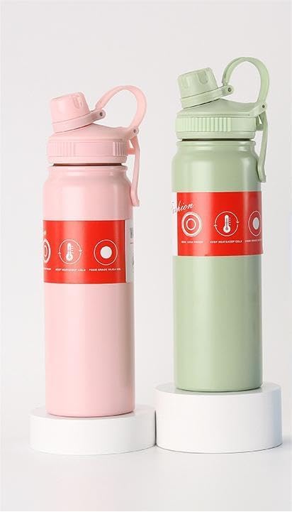Gerrit 27 oz Insulated Vacuum Stainless Steel Water Bottle With Straight Drink Lid, Easy To Carry (Pink), Large capacity, YP234