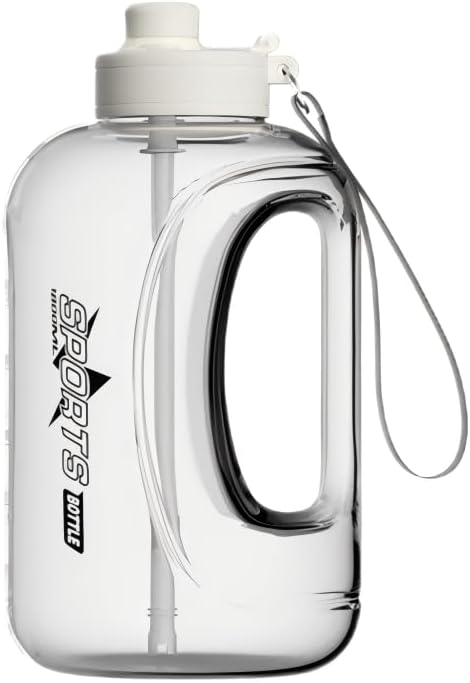 Generic Liquid Sports Water Bottle with Strap and Handle for Running Cycling Hiking Swimming Beach Camping Gym Fitness Yoga Weightlifting, FD9E336 (White)