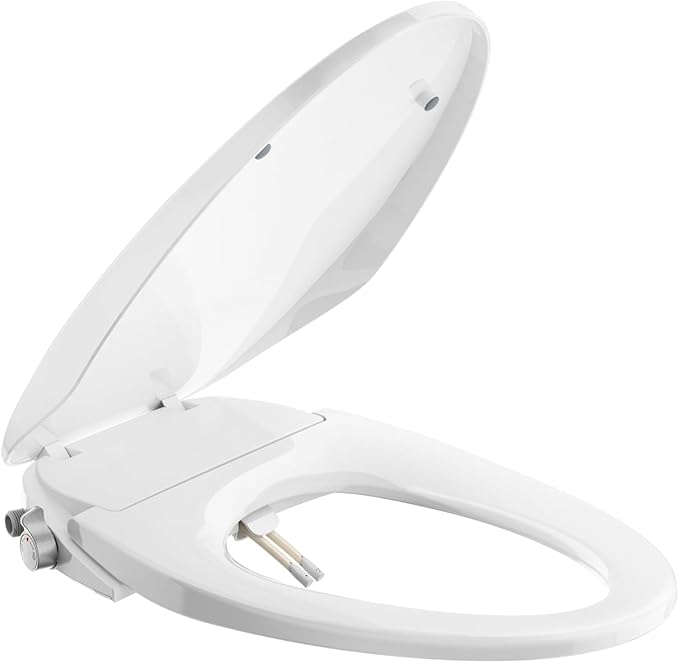 SR SUN RISE Non-Electric Bidet Toilet Seat with Dual Nozzles for Feminine & Rear Wash, Adjustable Pressure, Ambient Water Temperature, Self-Cleaning Nozzles, Easy Installation for Elongated Toilets