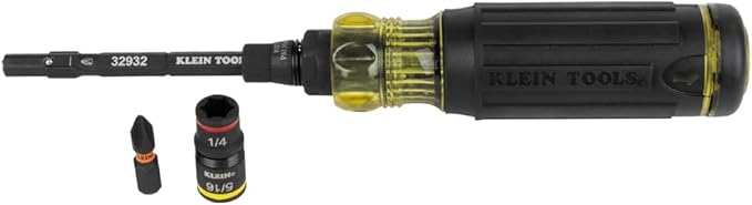 Klein Tools 32516HD KNECT 16-in-1 Impact-Rated Hybrid Screwdriver/Nut Driver, Magnetic, Flip Socket, 11 Bits, 2 Nut Drivers, 3/8-Inch Square Adapter
