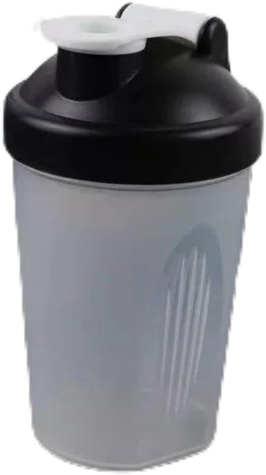 Shaker Bottle for Protein Powder w. Classic Loop Top & BPA free,Secure Screw-On Lid, Stay Open Flip Cap,BPA Free-16oz (Black/Clear-16Oz-400ML)